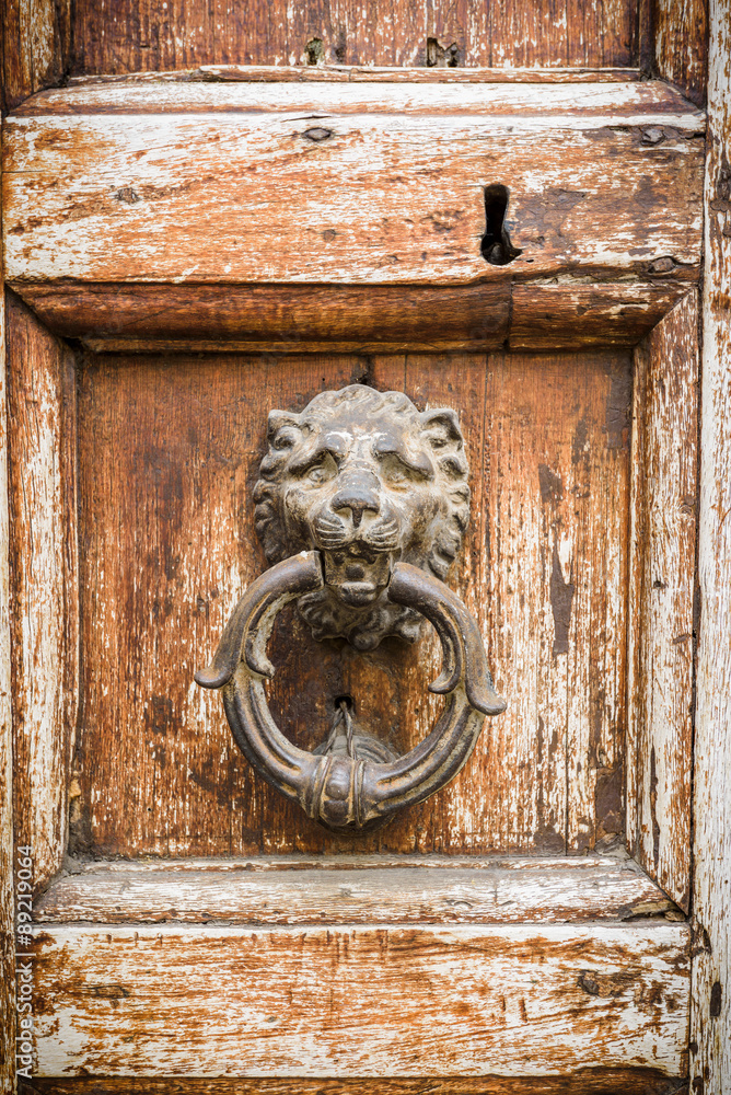 Old destroyed doors in the Italian town