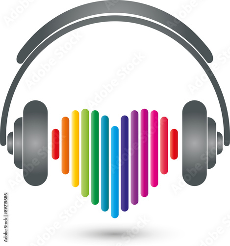 Kopfhörer, Herz, Musik Logo, Sound