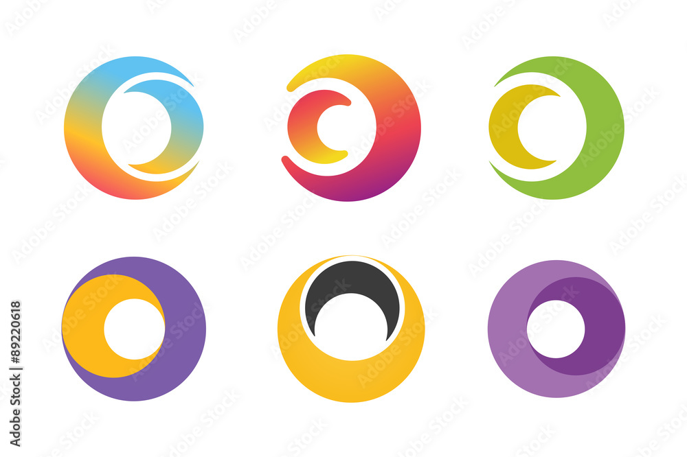 Vector circle ring logo design set. Abstract flow icon template Vector circle ring logo design set. Abstract flow icon template
