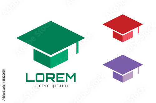 Graduation cap hat logo icon template. College, university