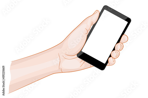 Man hand holding a smartphone with blank screen