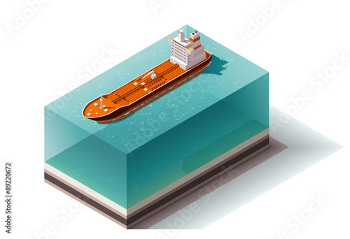 Vector isometric oil tanker ship