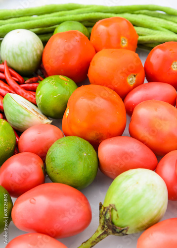 Ingredients of Thai spicy papaya salad