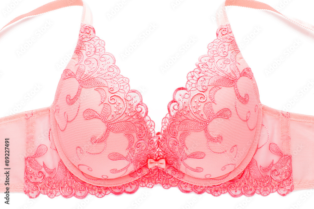 Bra Or Pink Colour Bra On White Background Stock Photo, Picture