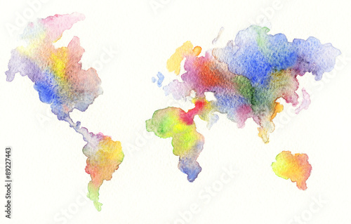 World map   watercolor illustration