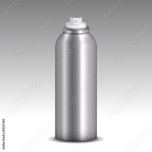 Metallic spray can model vector without lid on gradient background