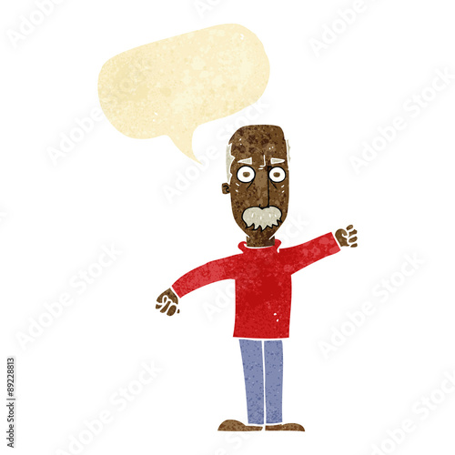 cartoon angry old man with speech bubble