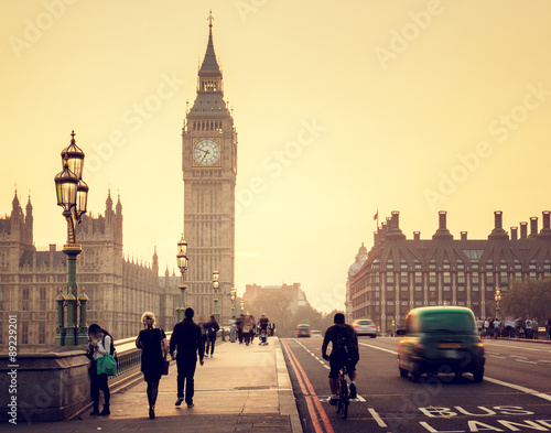 Canvas Print Westminster Bridge at sunset, London, UK