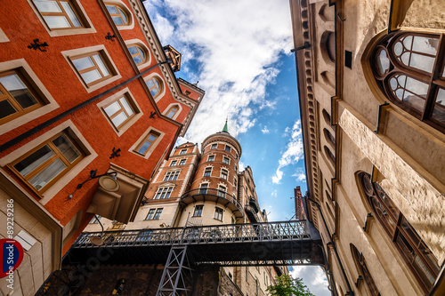 Photography Classic architecture on narrow streets of Stockholm, Sweden