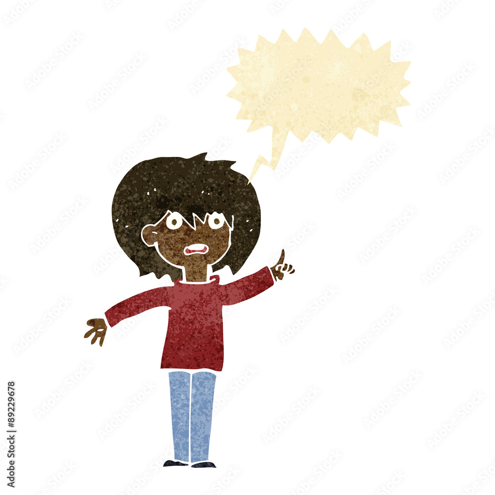 cartoon woman asking question with speech bubble cartoon woman asking question with speech bubble
