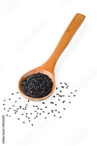 black sesame in the wooden spoon, (large depth of field, taken with tilt shift lens)