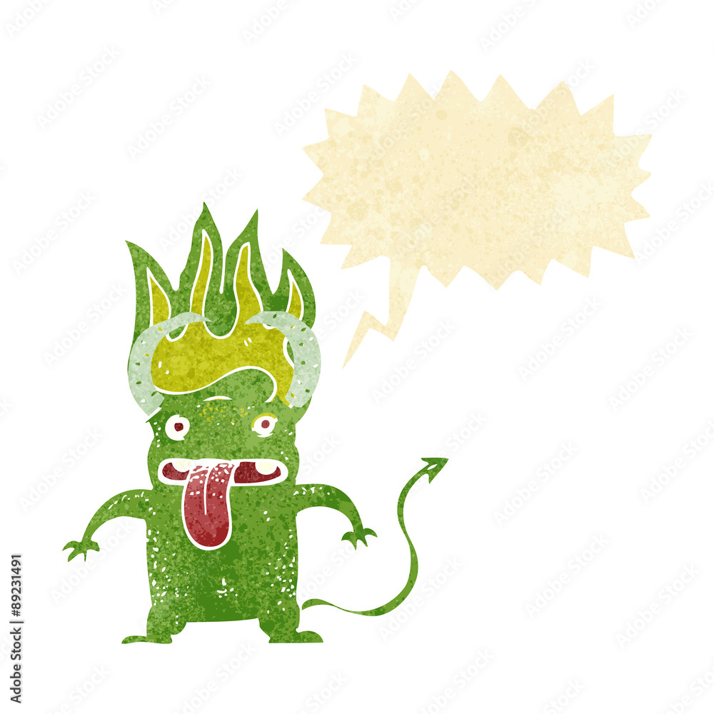 Fototapeta premium cartoon little devil with speech bubble