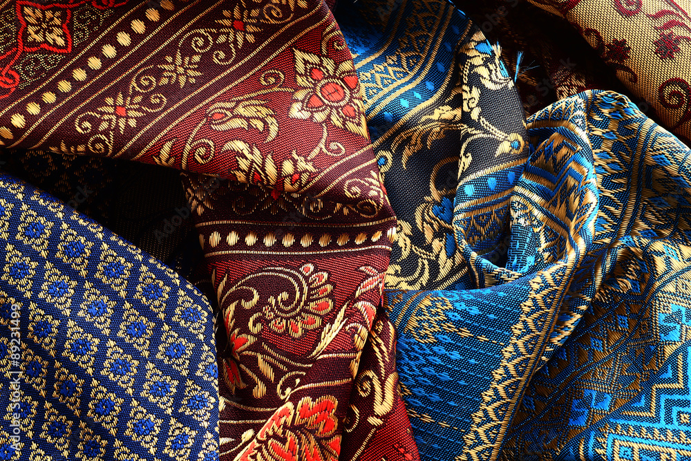 Antique Asian textile detail.
Antique Asian textile detail.