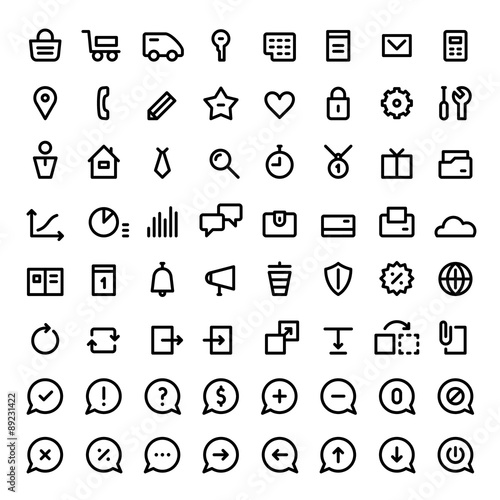 Linear icons set for web services. Black color.