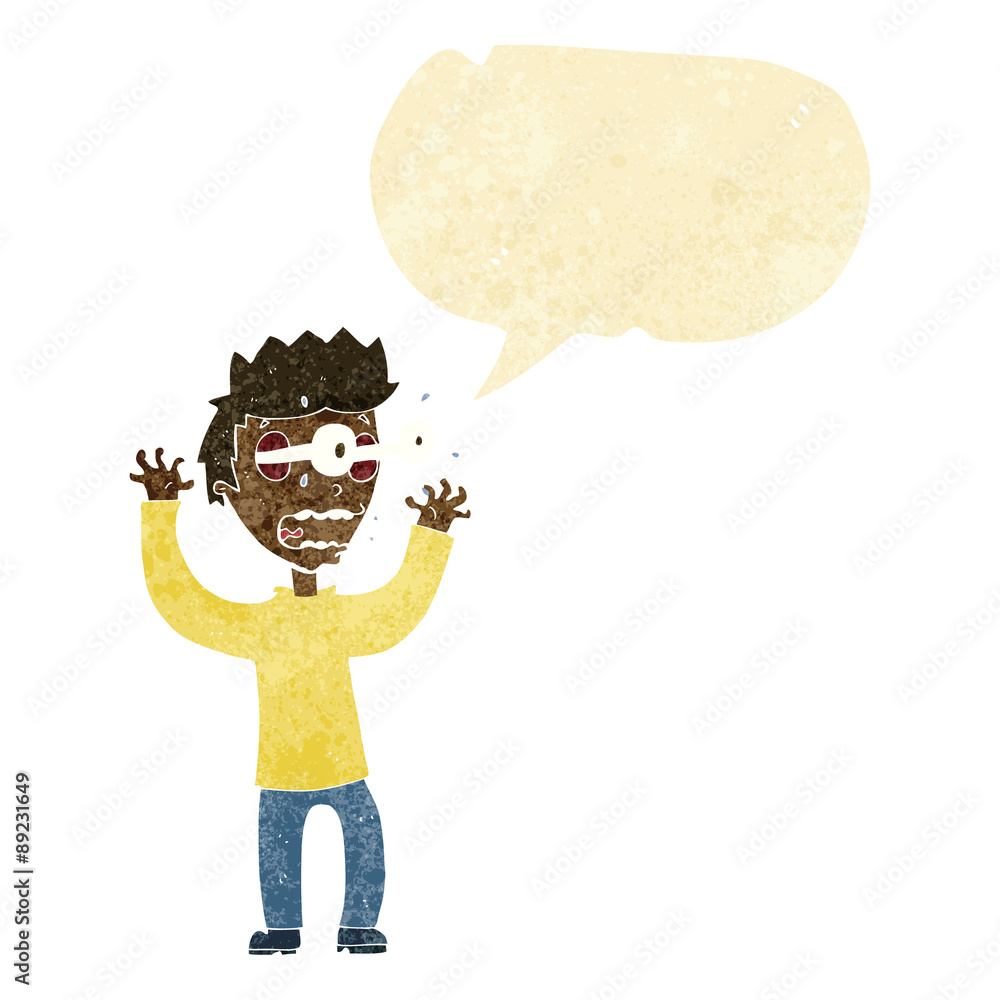 cartoon terrified man with speech bubble cartoon terrified man with speech bubble