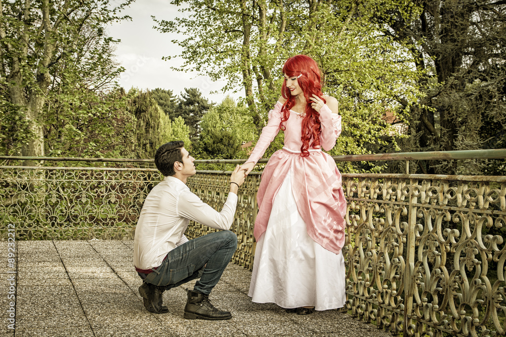 Romantic Fairy Tale Couple in Beautiful Palace Garden
