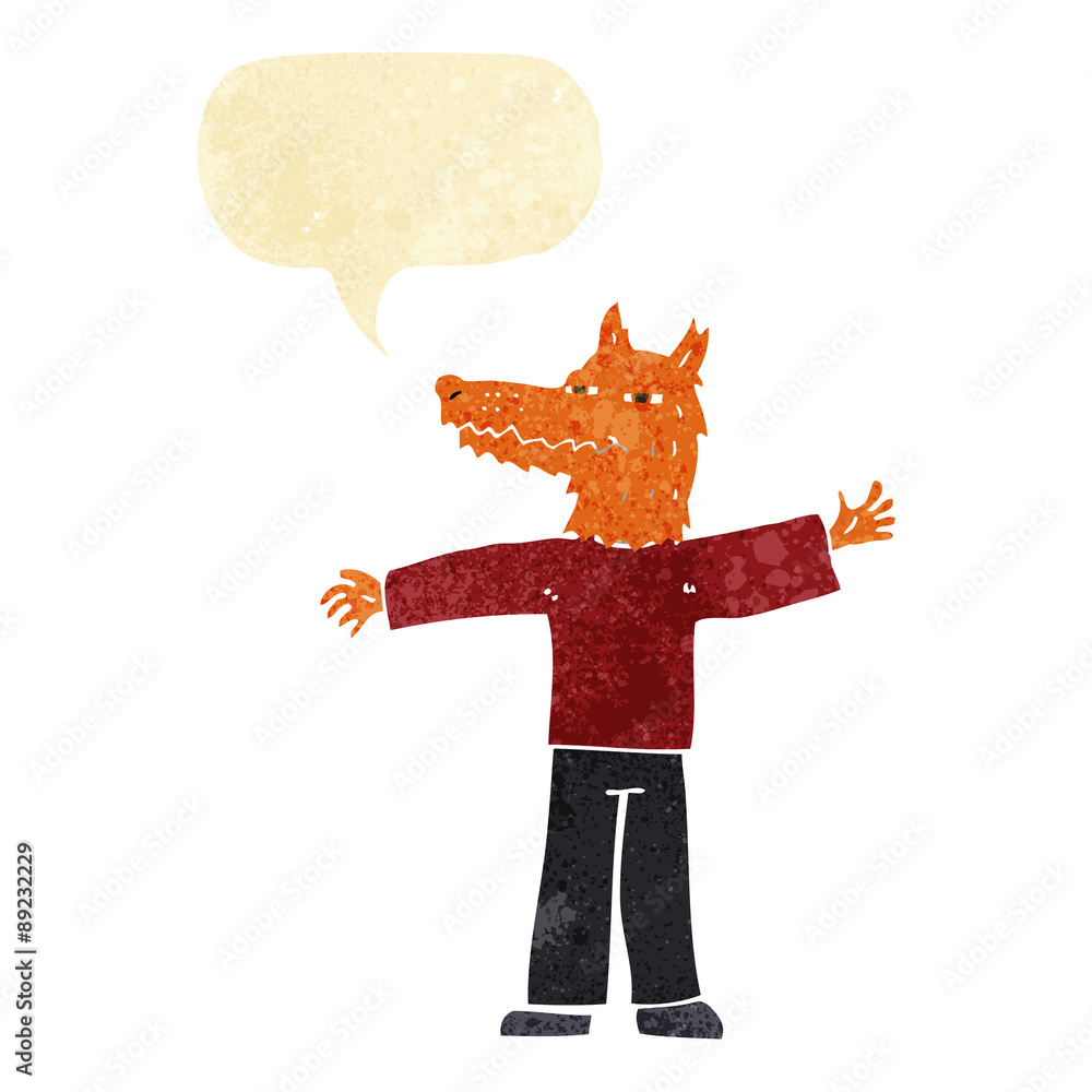 cartoon happy fox man with speech bubble cartoon happy fox man with speech bubble
