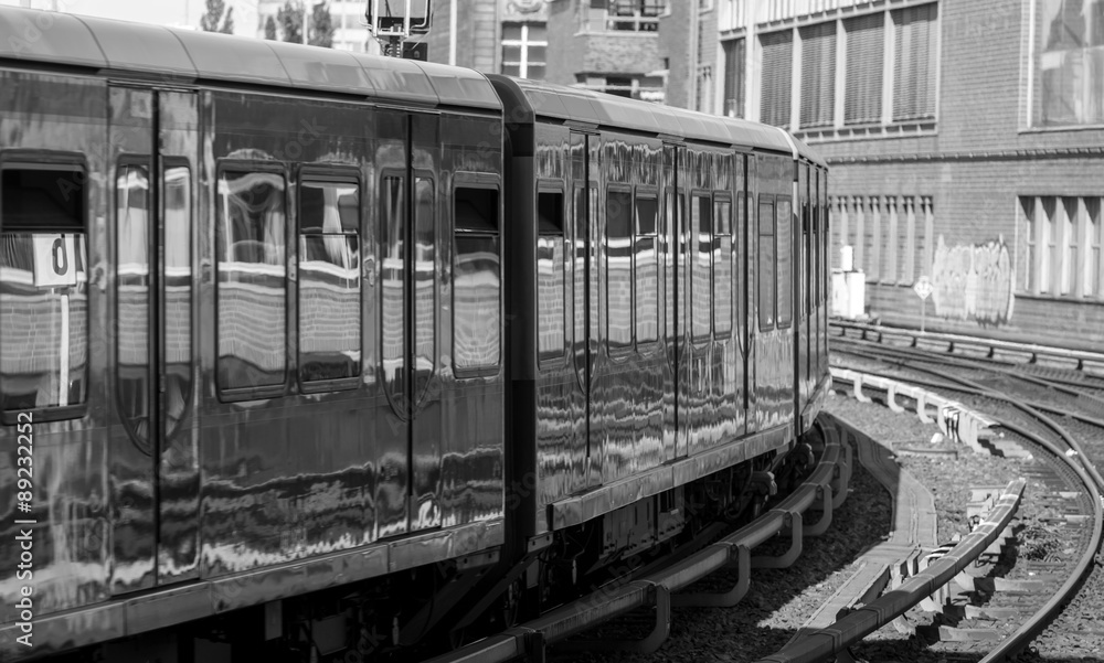 berlin germany sbahn train in black and white