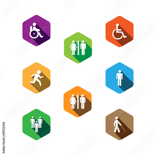set of medical icons. Flat desigh, long shadows