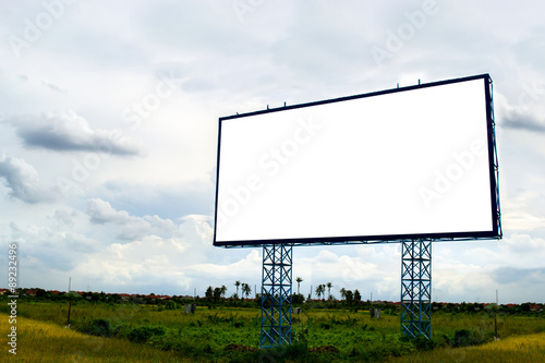 Empty billboard with blue sky.