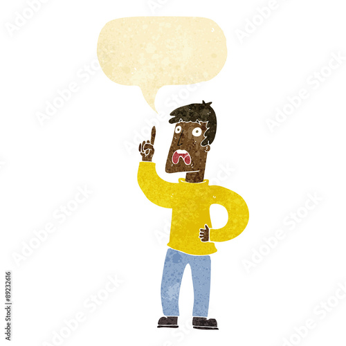 cartoon man with complaint with speech bubble