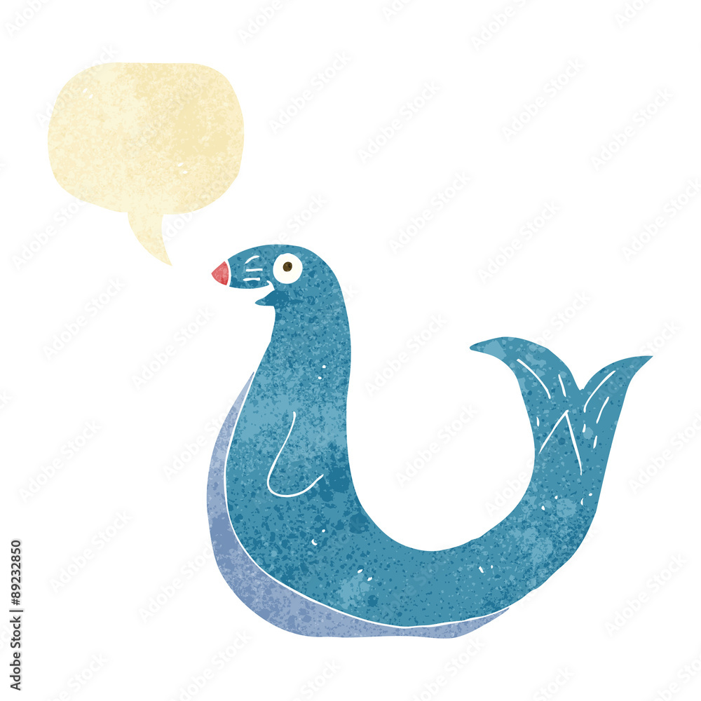 cartoon happy seal with speech bubble cartoon happy seal with speech bubble