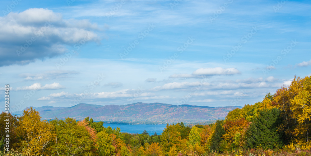 Lake George nestled in Autumn scenery. Lake George nestled in Autumn scenery.