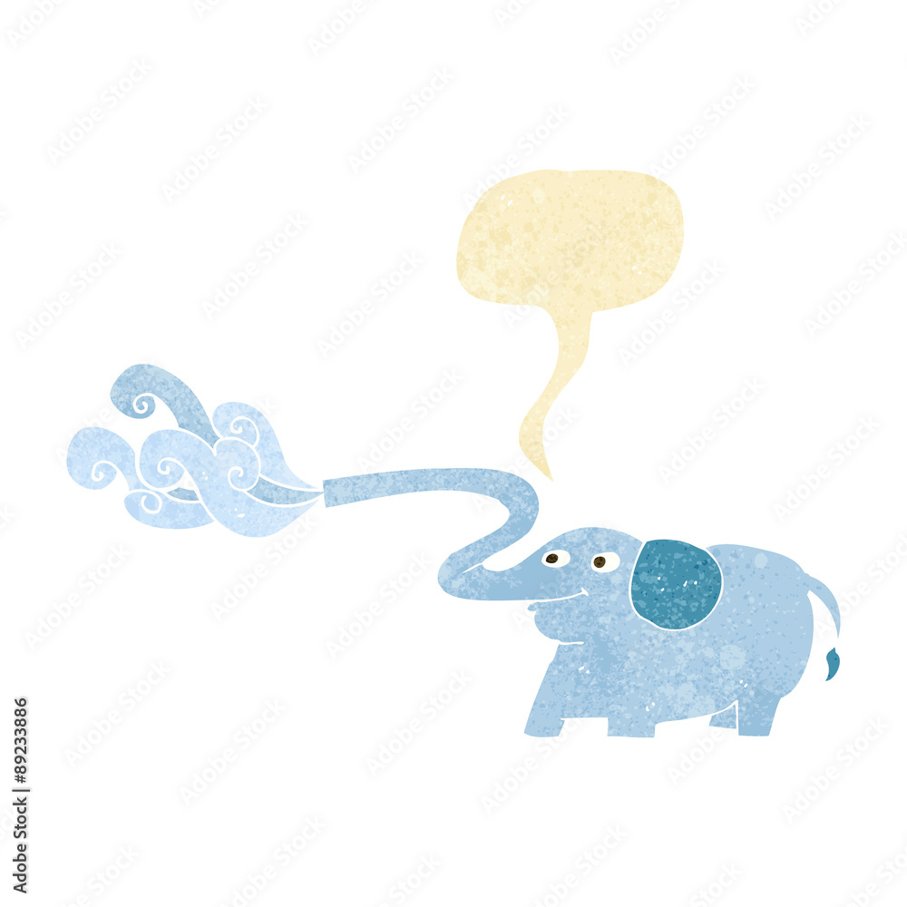 cartoon elephant squirting water with speech bubble cartoon elephant squirting water with speech bubble