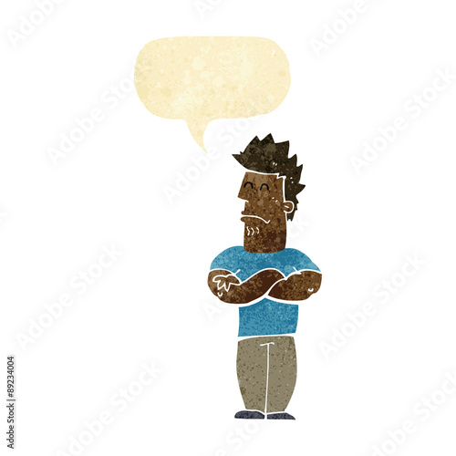 cartoon sulking man with speech bubble