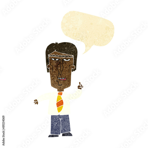 cartoon grumpy boss with speech bubble
