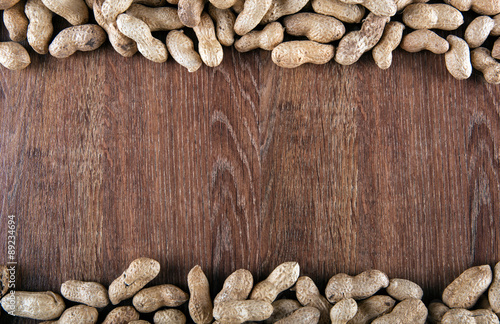 peanuts on the wooden background