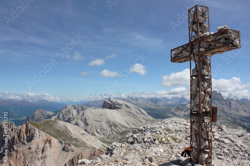 The beautiful cross placed on the top of the "Monte Sella du Sennes" (Alto Adige)