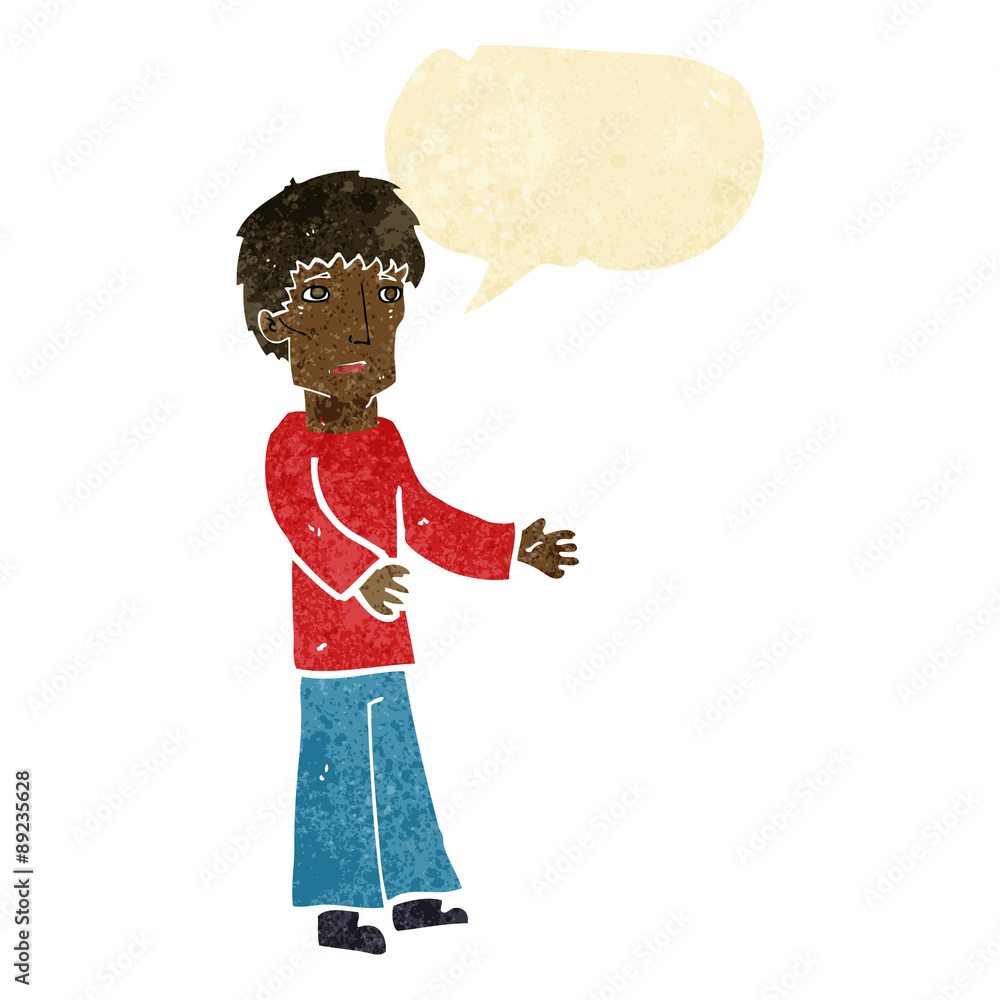 cartoon man explaining with speech bubble cartoon man explaining with speech bubble