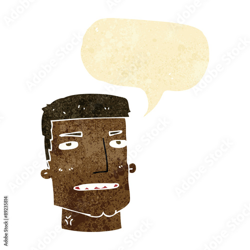 cartoon male head with speech bubble