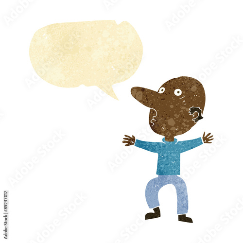 cartoon worried middle aged man with speech bubble