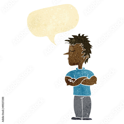 cartoon man refusing to listen with speech bubble