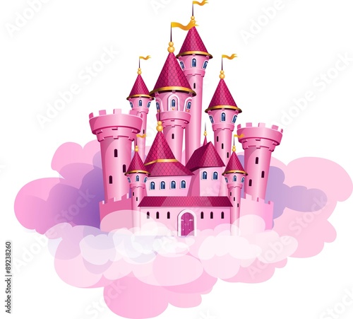 Vector pink princess magic castle. #89238260