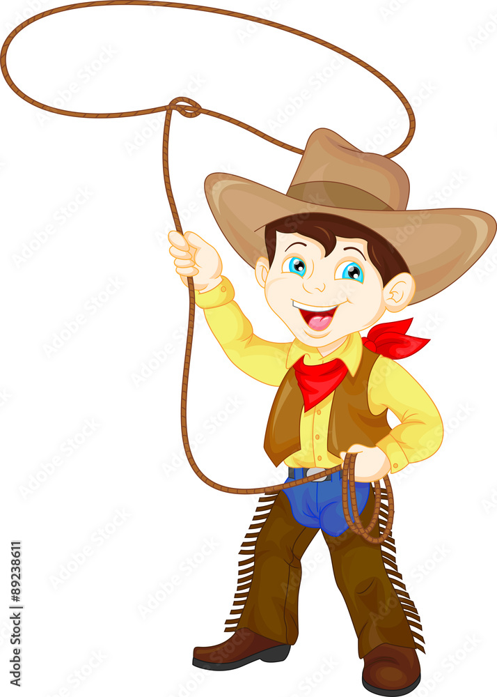 Obraz premium Cowboy kid twirling a lasso
