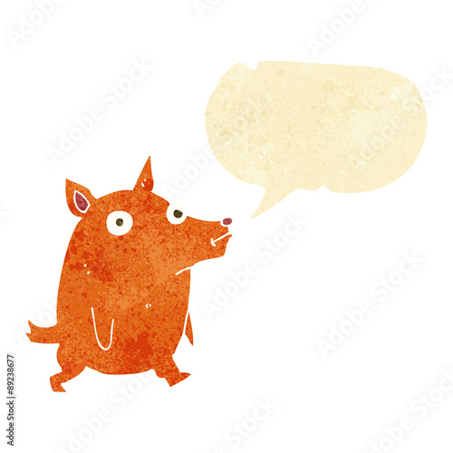 cartoon funny little dog with speech bubble