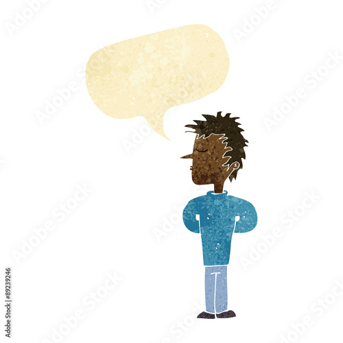 cartoon man ignoring with speech bubble