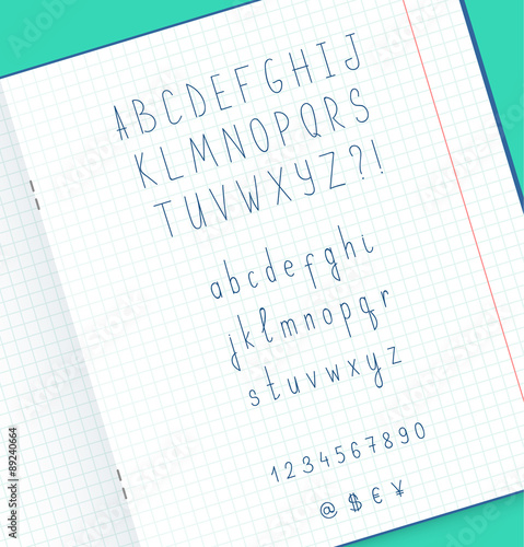 Template notebook with font handmade. Mock up