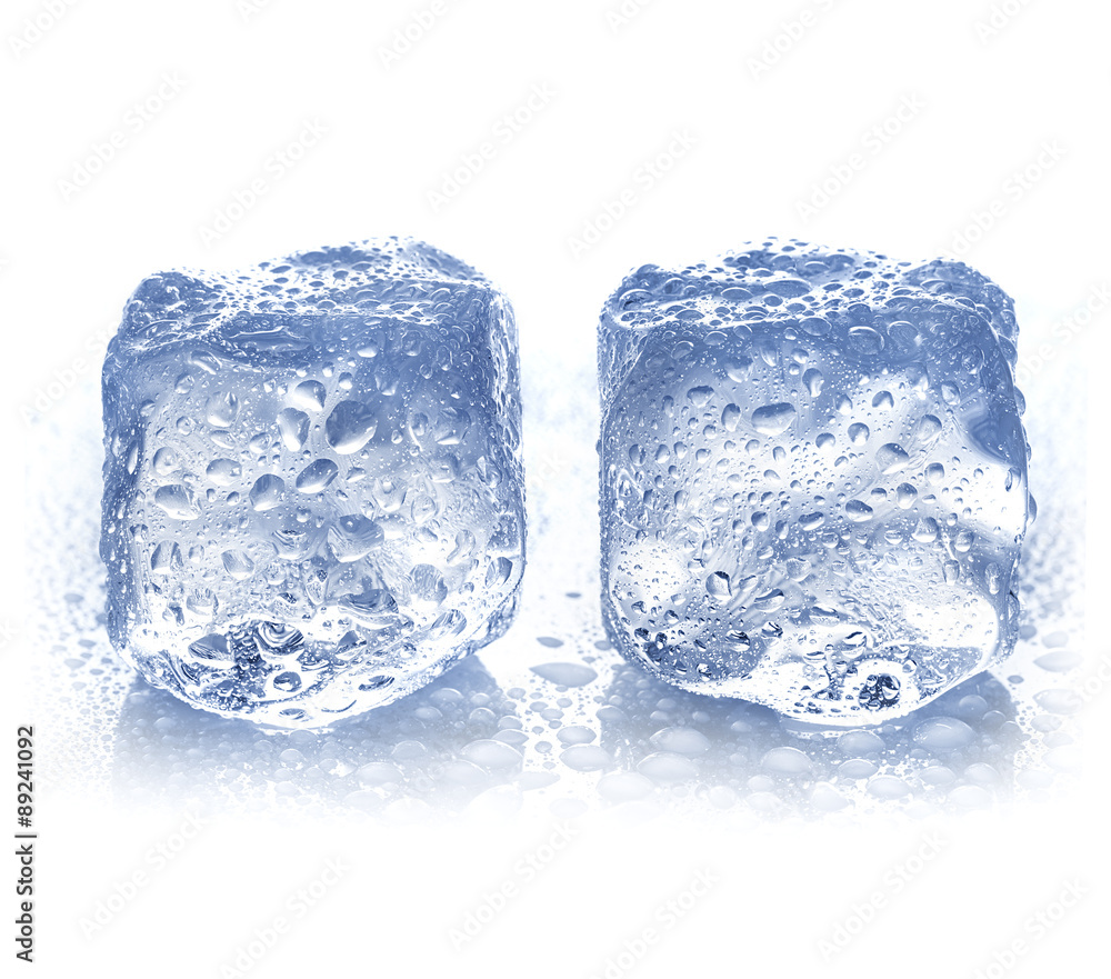 ice cubes with water drops close-up isolated on a white background ice cubes with water drops close-up isolated on a white background