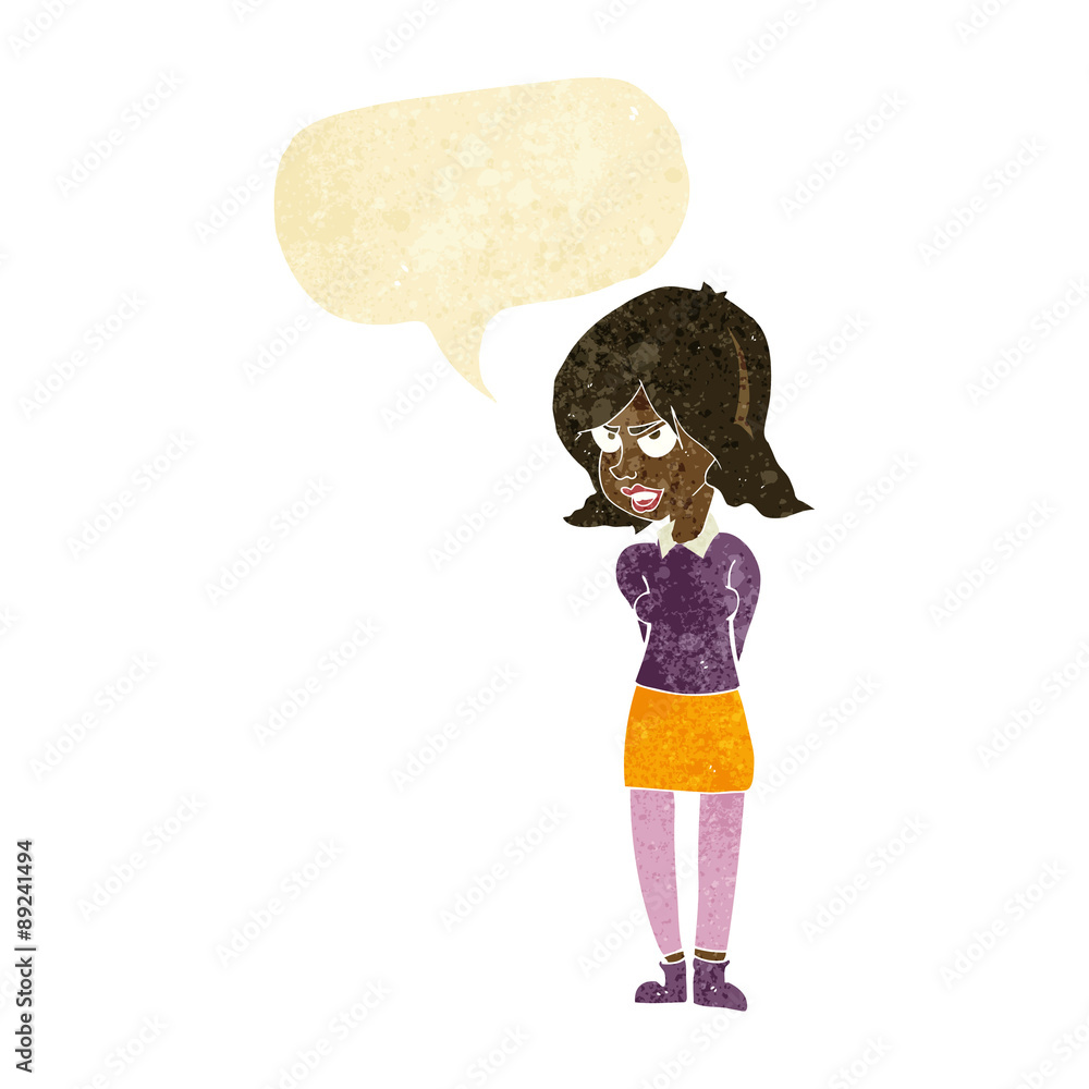 cartoon annoyed woman with speech bubble cartoon annoyed woman with speech bubble