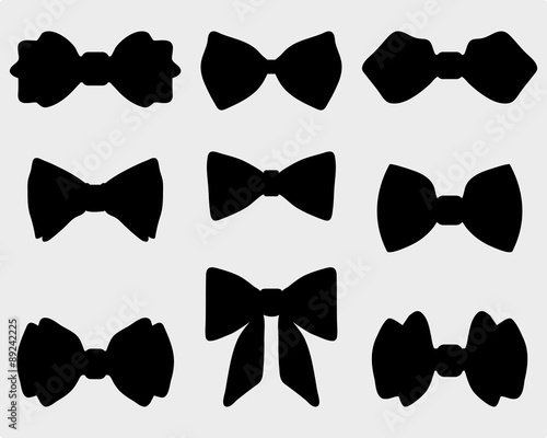Print op canvas Black silhouettes of bow ties, vector