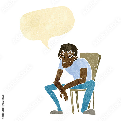 cartoon dejected man with speech bubble