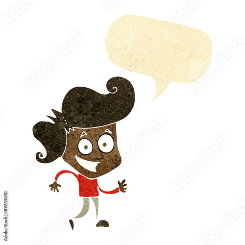 cartoon grinning man with speech bubble