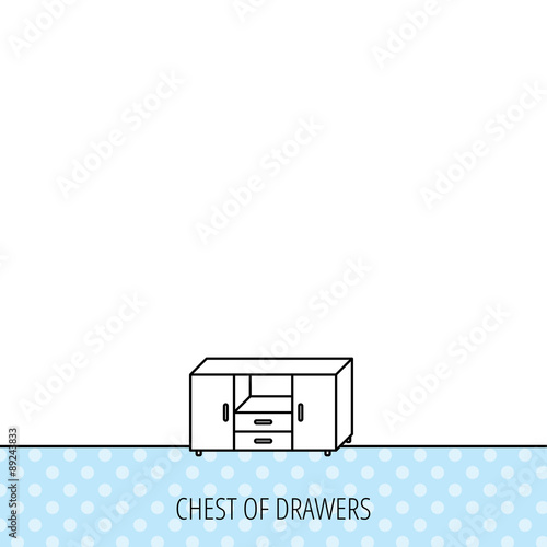 Chest of drawers icon. Interior commode sign.