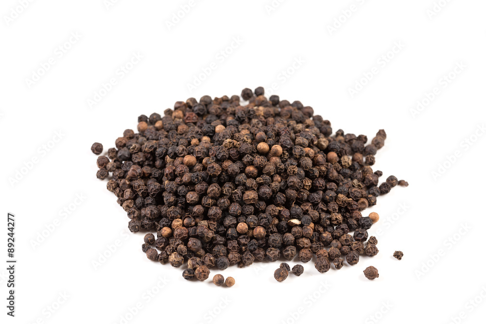 Black pepper was placed on a white background Black pepper was placed on a white background