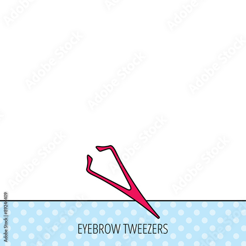 Eyebrow tweezers icon. Cosmetic equipment sign.