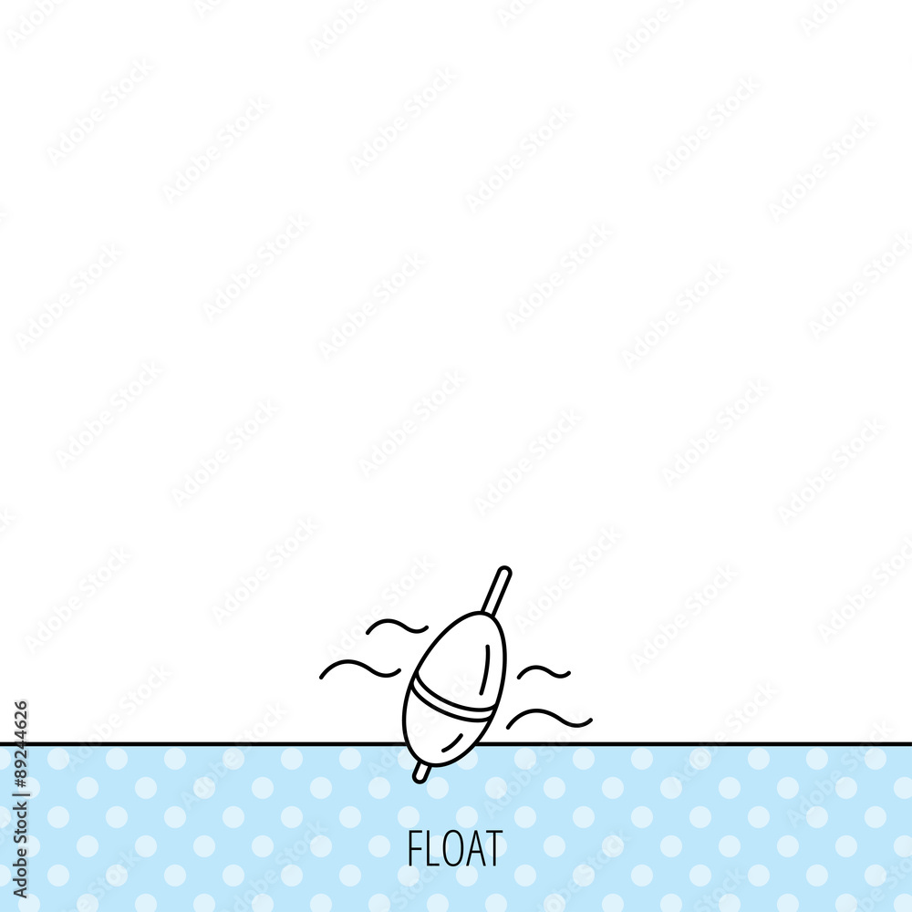 Fishing float icon. Bobber in waves sign. Fishing float icon. Bobber in waves sign.